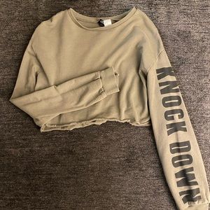 H&M army green long sleeve knock down crop long sleeve